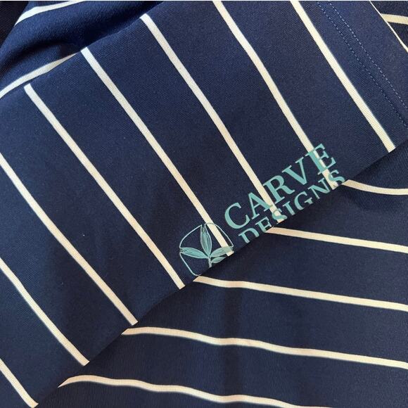 Carve Designs Navy Striped Ruched Swim Top RashGuard Size XS - Picture 6 of 6